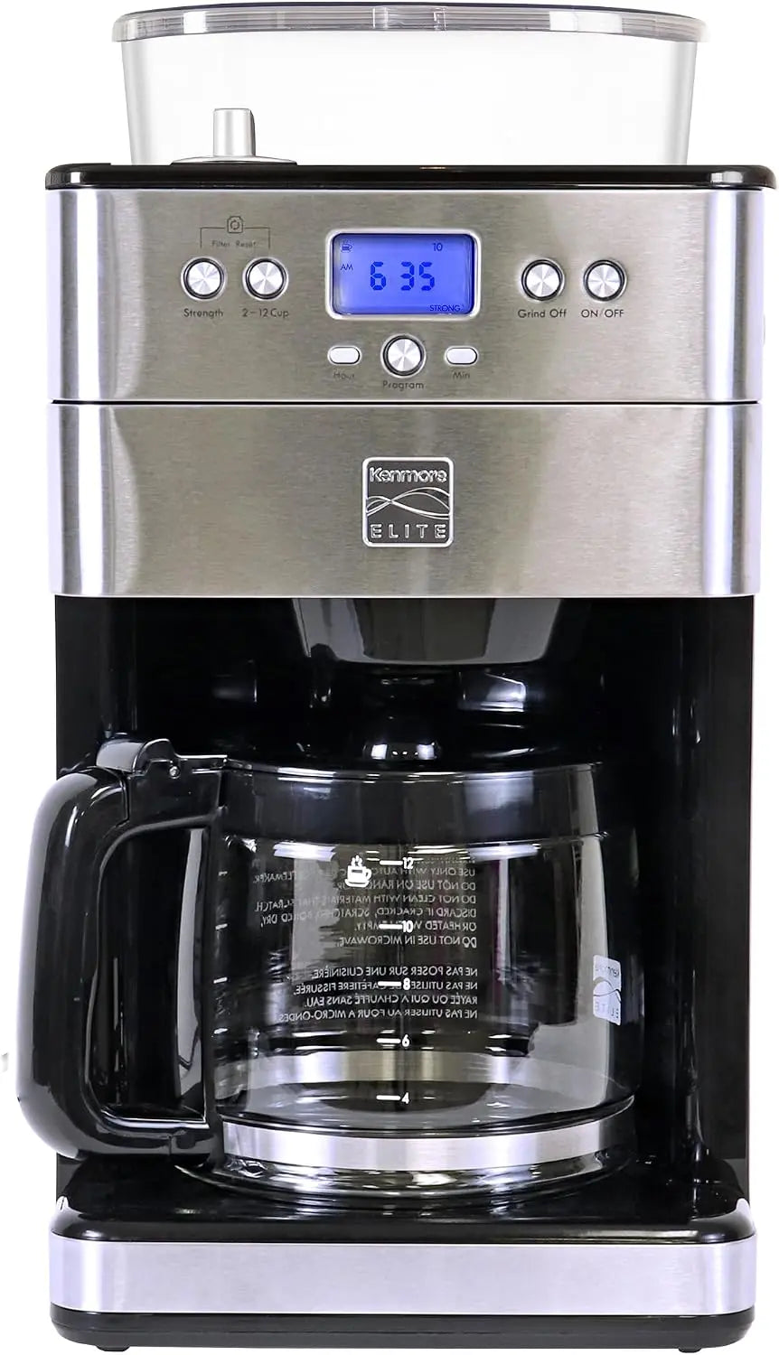 Kenmore Elite Grind and Brew Coffee Maker 12 Cup - With Built‑In Burr Grinder