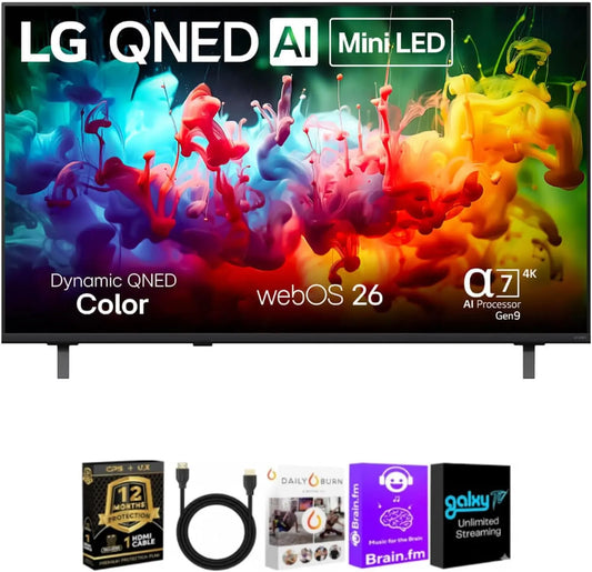 LG QNED75B 4K Smart TV Bundle with HDMI Cable & CPS Protection - 75 Inch