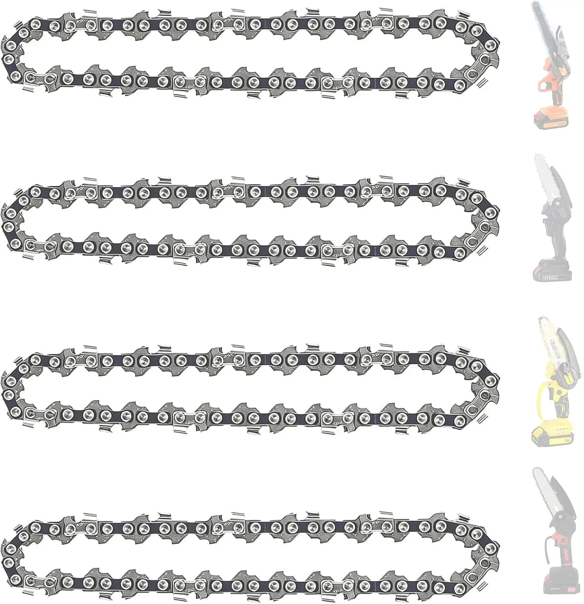 4 Pack 8 Inch Chainsaw Chain 3/8 Inch LP Pitch .043 Inch Gauge 33 Drive Links - 8 Inch Pole Saw Chain Fits Ryobi P4361, P5452, Worx WG349, Greenworks
