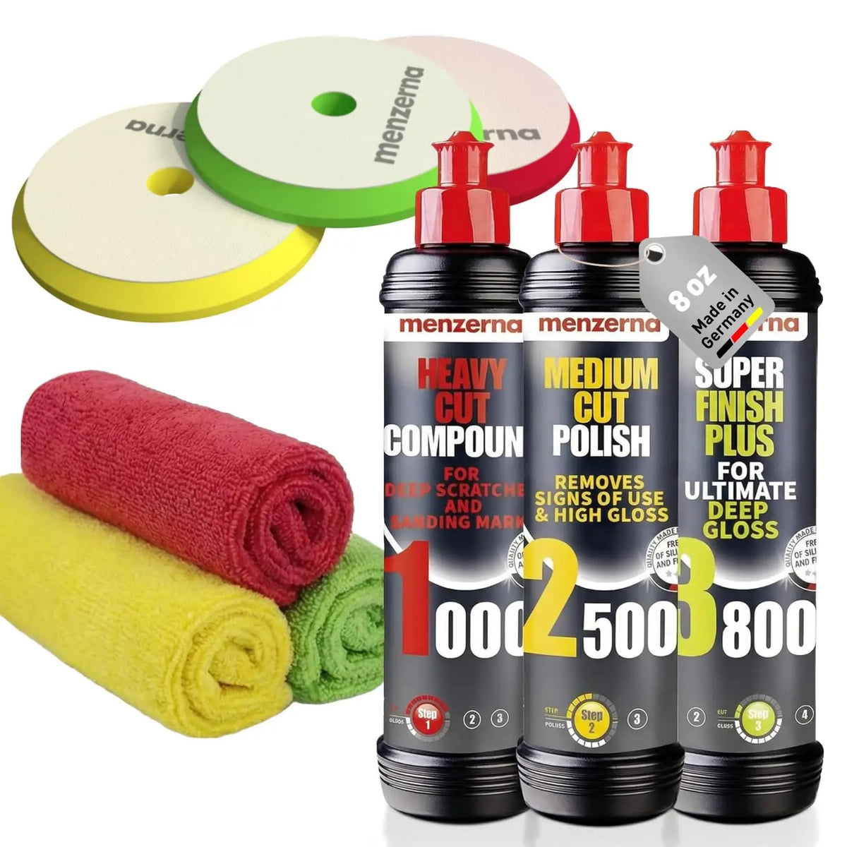 menzerna 3-Step Polishing Set 8 oz I HCC1000 - MCC2500 & SFP3800