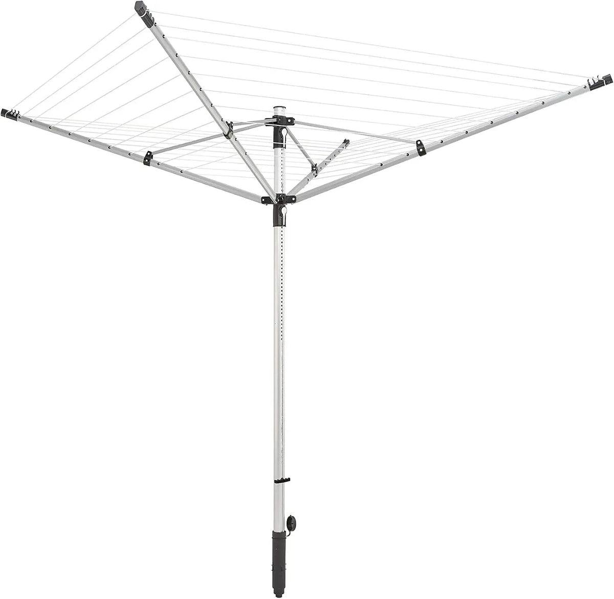Leifheit LinoLift 500 Rotary Clothes Line - Garden Airer, Height Adjustable, 4 Arm Rotary Dryer, Gray, 50 m