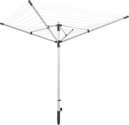 Leifheit LinoLift 500 Rotary Clothes Line - Garden Airer, Height Adjustable, 4 Arm Rotary Dryer, Gray, 50 m