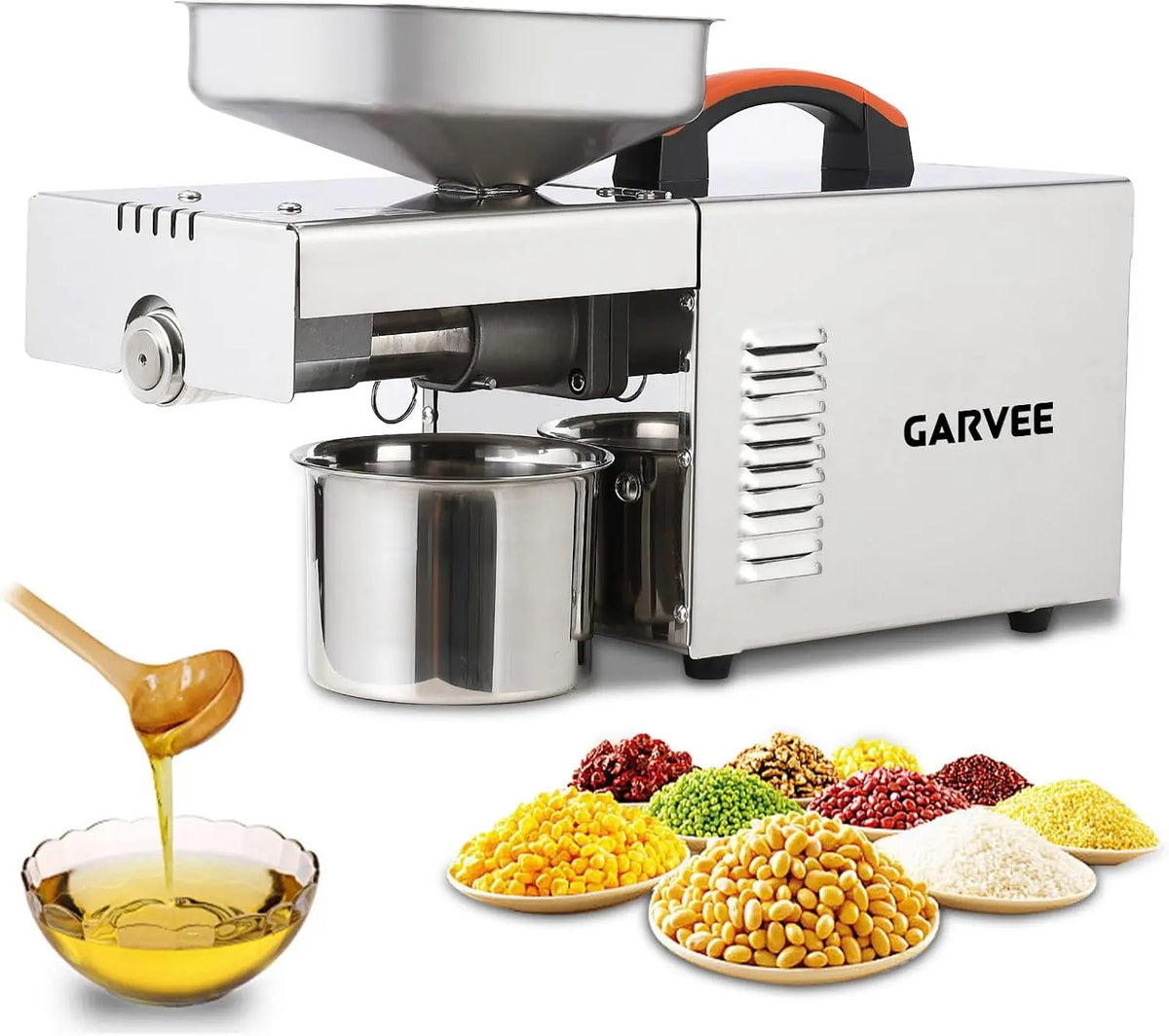 Garvee 900W Oil Press Machine - Automatic Cold& Hot Electric Oil Press Extractor, 340 Food Stainless Steel, Sesame Seeds, Walnut, Almond, Pumpkin
