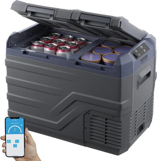 VEVOR 12 Volt Car Refrigerator - 32 L Dual Zone Car Refrigerator Fridge, Portable Freezer, 4℉ to 68℉ Adjustable Range, Camping, RV
