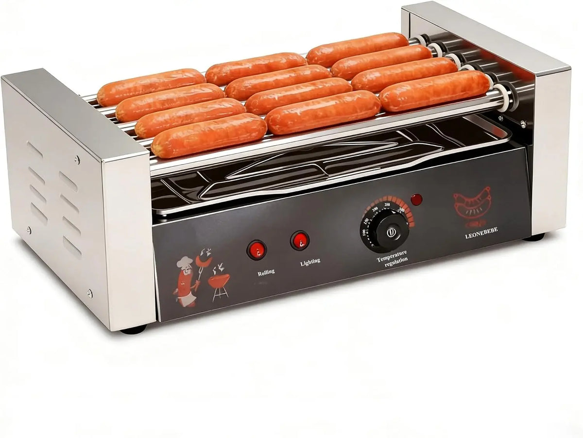 Commercial Hot Dog Roller Machine - 5-Roller Stainless Steel Grill