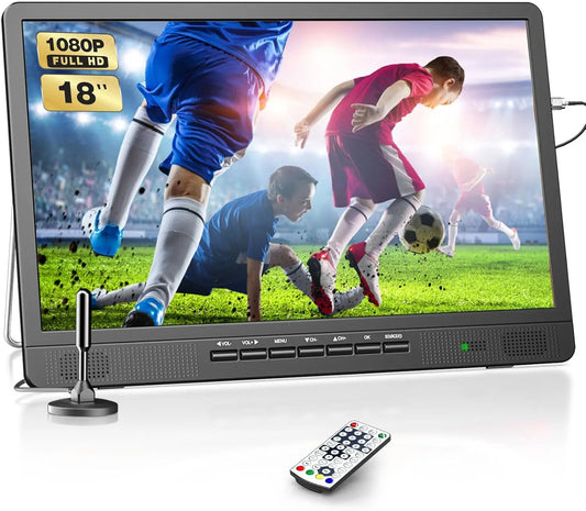 Desobry 18.2 Inch Portable TV with Antenna - 1080P LED TV for Kitchen, Camping