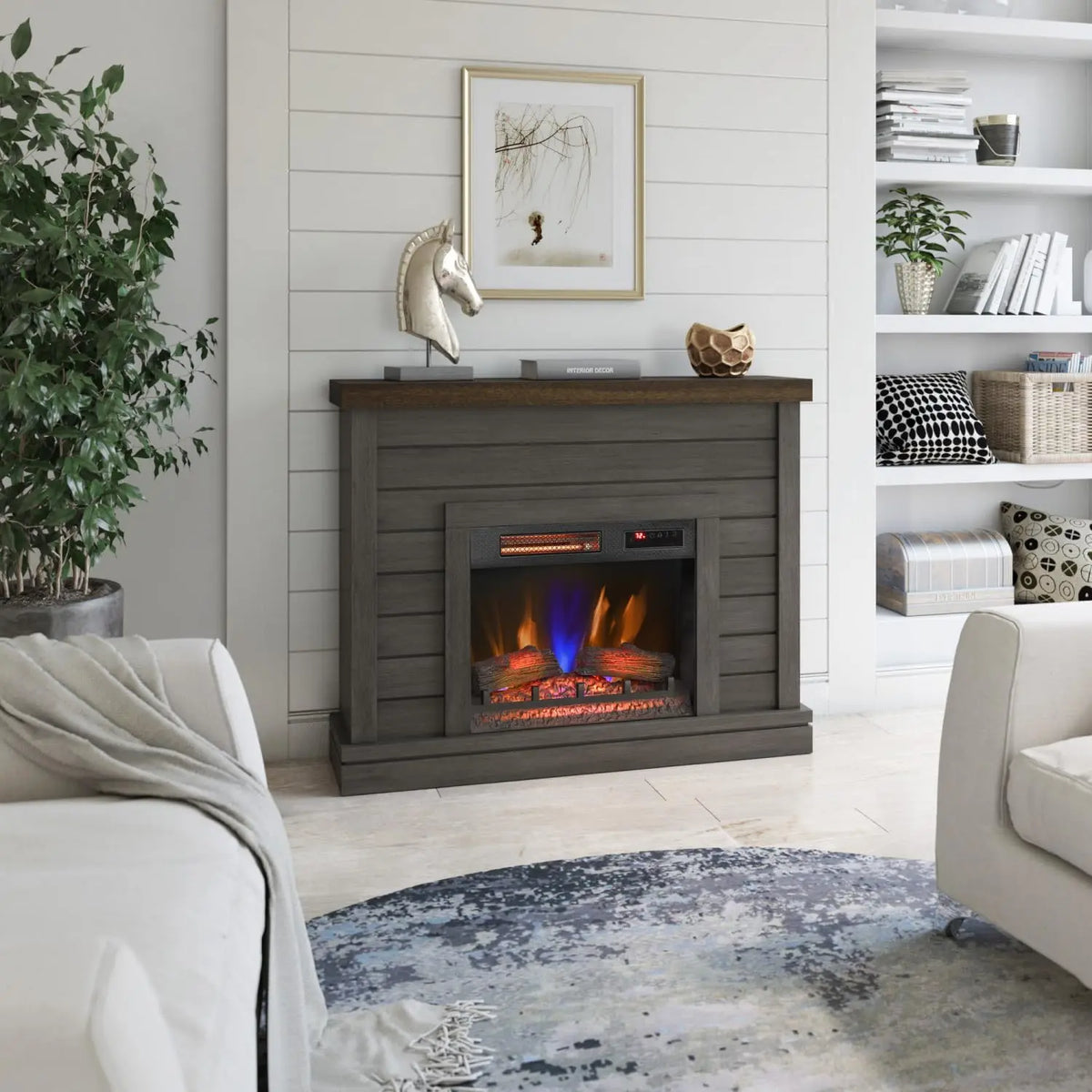 duraflame Shiplap Wall Mantel Electric Fireplace - Weathered Gray