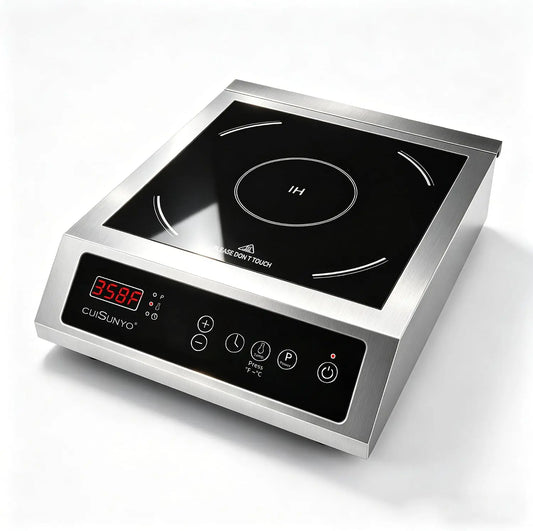 Commercial 3500W Induction Cooktop - Portable 240V Countertop Burner with 10 Power Levels, 12 Timer Settings, 140-465°F Temperature Control