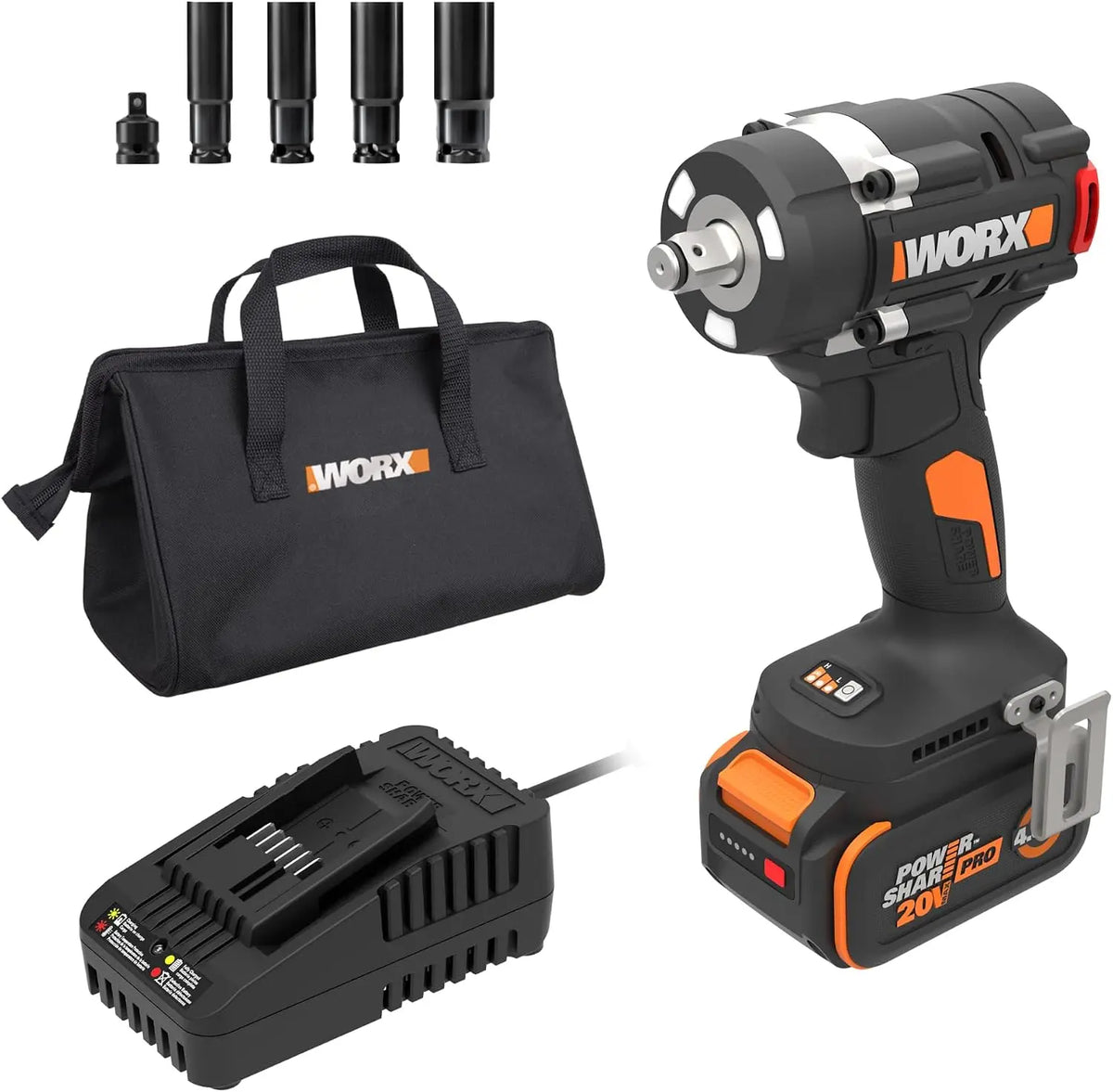 WORX Cordless Impact Wrench 20V 1/2 Inch Brushless - WX273L