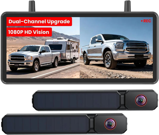 AUTO-VOX 2 Solar Wireless Backup Camera - Dual Cameras for Wider Coverage