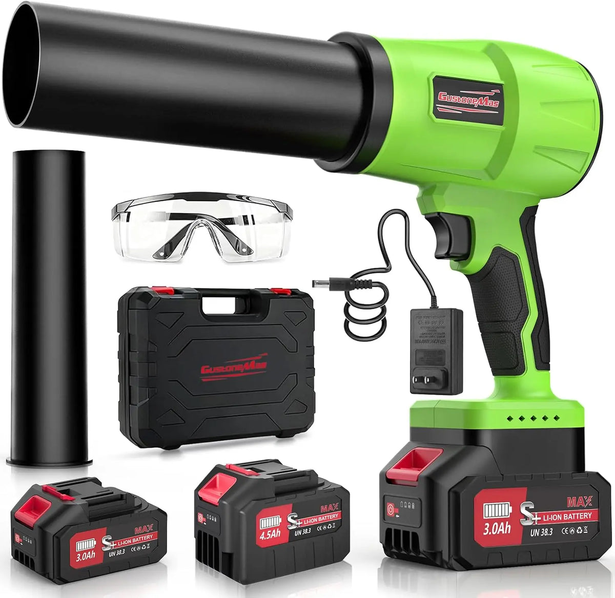 Brushless Leaf Blower Cordless - 980, 000RPM, with 2 Batteries and Charger, Green