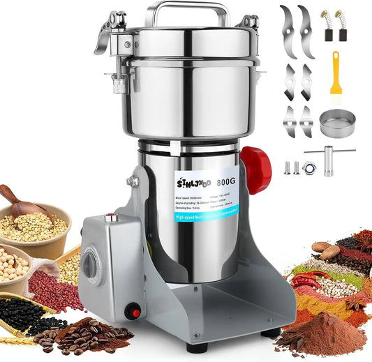 Electric Grain Mill Grinder - Swing Type 3500W 110V 800g Commercial Spice Grinder, Corn, and Coffee, Indian Spices, Herbs, Pepper, 800g