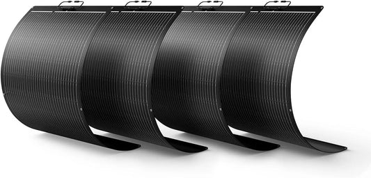 400W Flexible Solar Panel System - 4x100W, All-Black ETFE Array, 23% Efficiency High-Power Off-Grid Kit, Compatible with 12V/24V/48V Batteries, RV