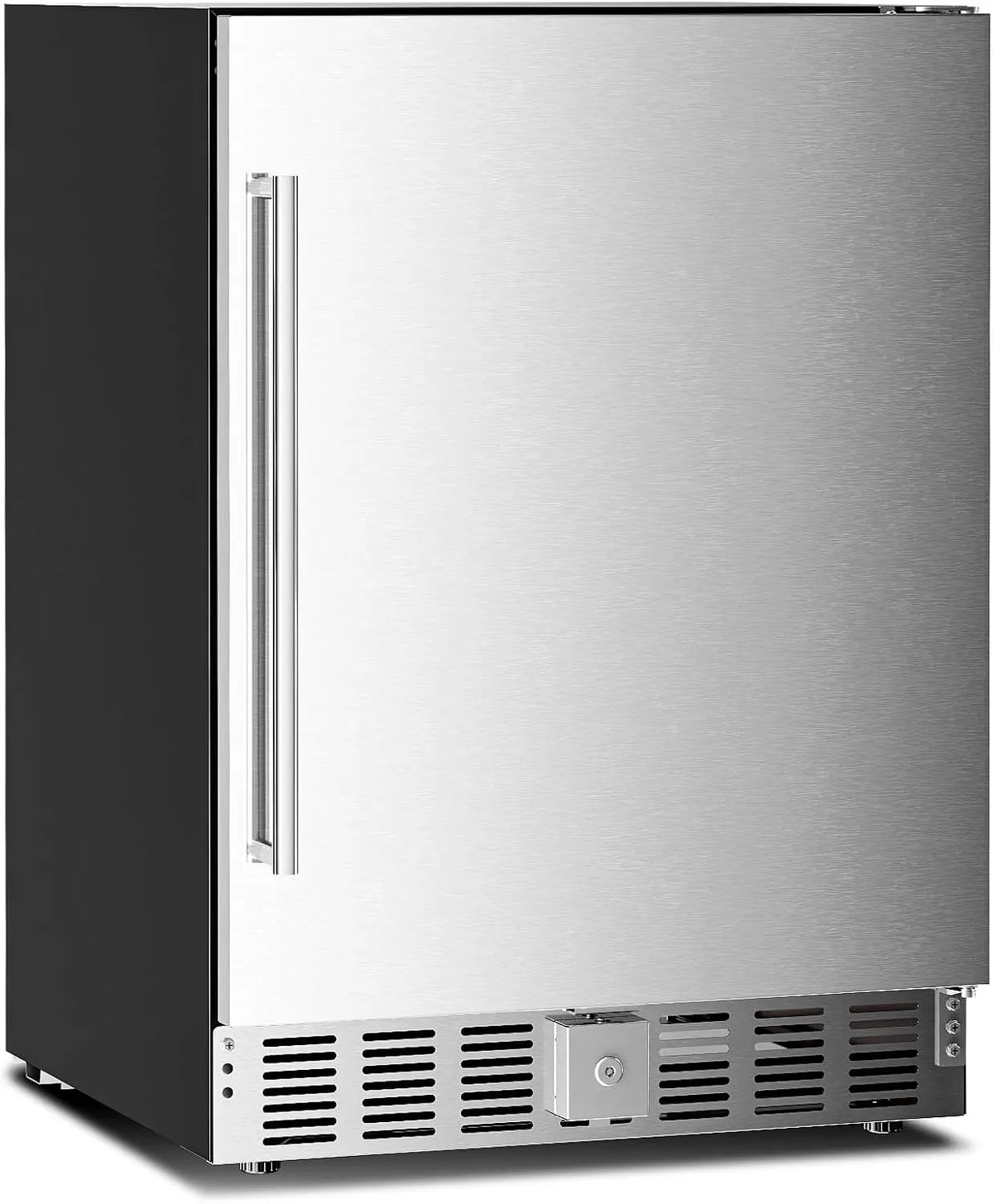 Antarctic Star 24 Inch Outdoor Beverage Refrigerator - 180 Can Stainless Steel Mini Fridge, Undercounter Built-in or Freestanding, 32-50°F
