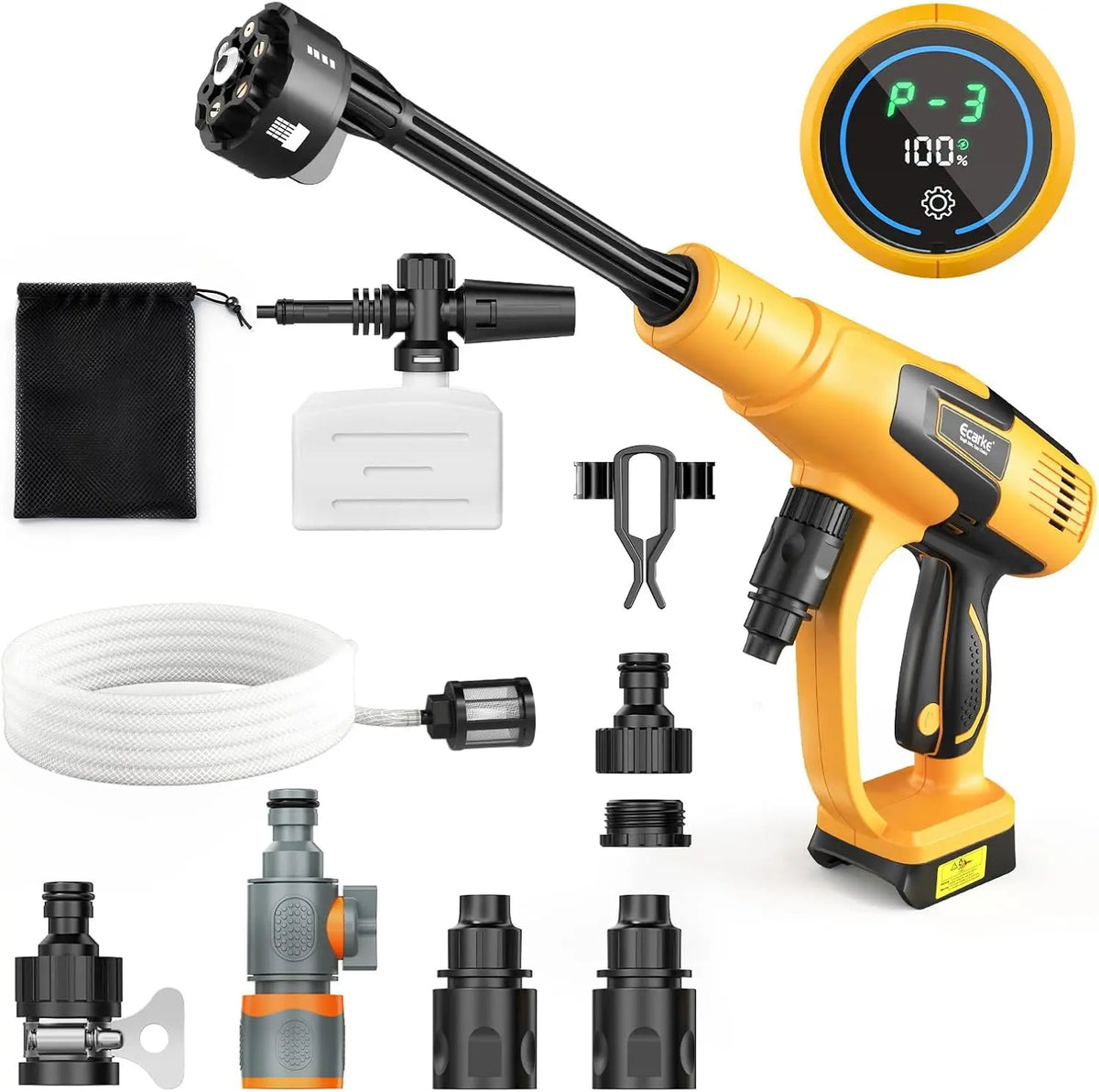 Ecarke 1200PSI Cordless Portable Washer Compatible with DeWalt 20V Batteries - 6-in-1 Nozzle Foam Cannon for Car Floor, Tool Only, No Battery Included