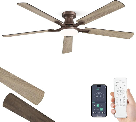 ZMISHIBO 60 Inch Ceiling Fans with Lights - Remote&App Control, Flush Mount