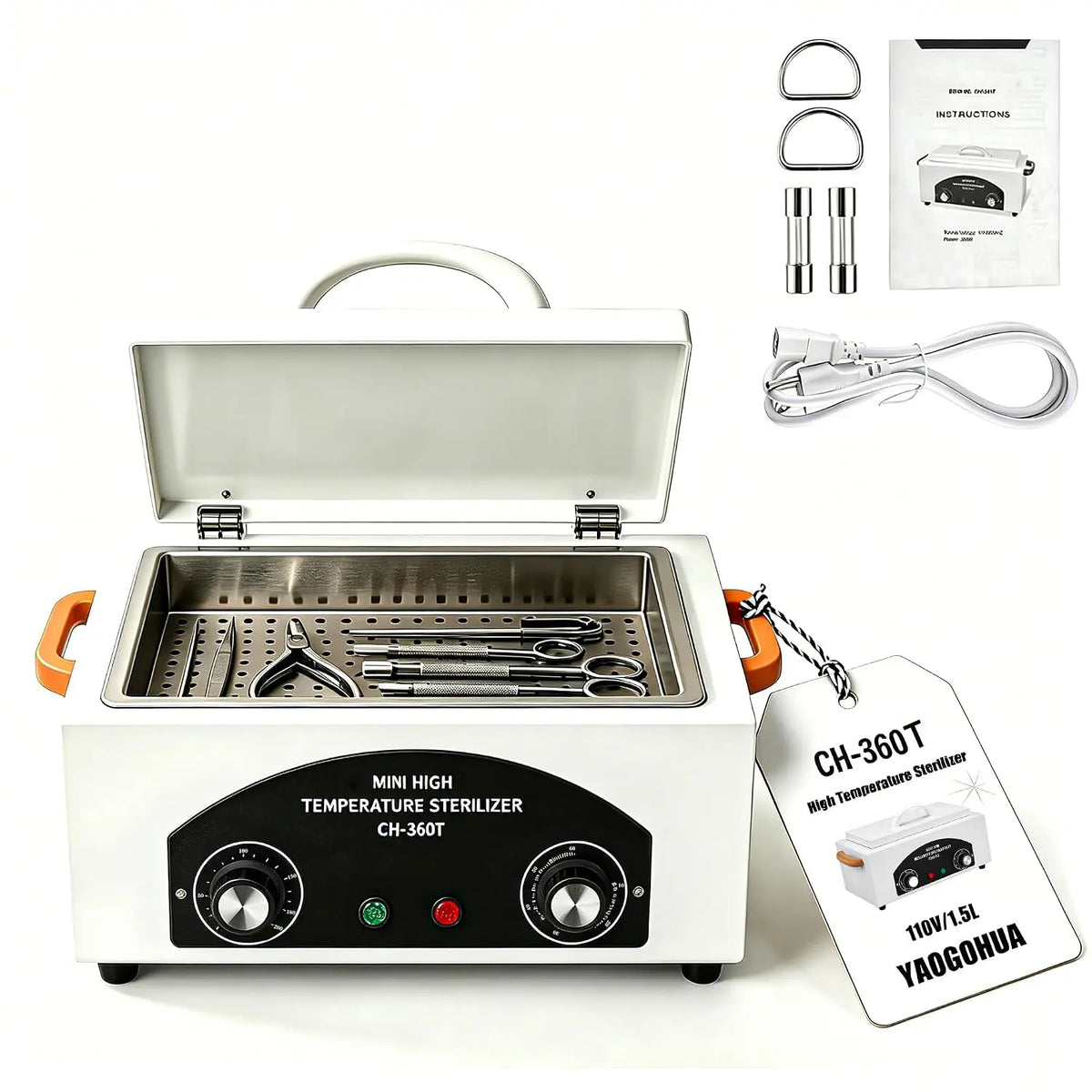 High Temperature Sterilizer Autoclave Machine - 110V 1.5L Metal Tool Cleaner Machine, 300W esterilizador de manicura