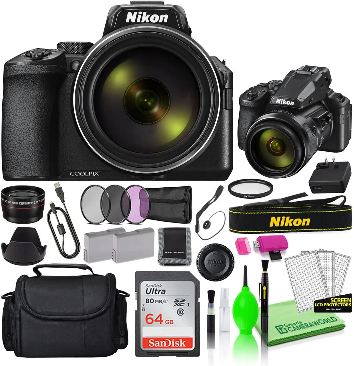 Nikon COOLPIX P950 16MP Digital Camera with 83x Optical Zoom - 26532, Bundle