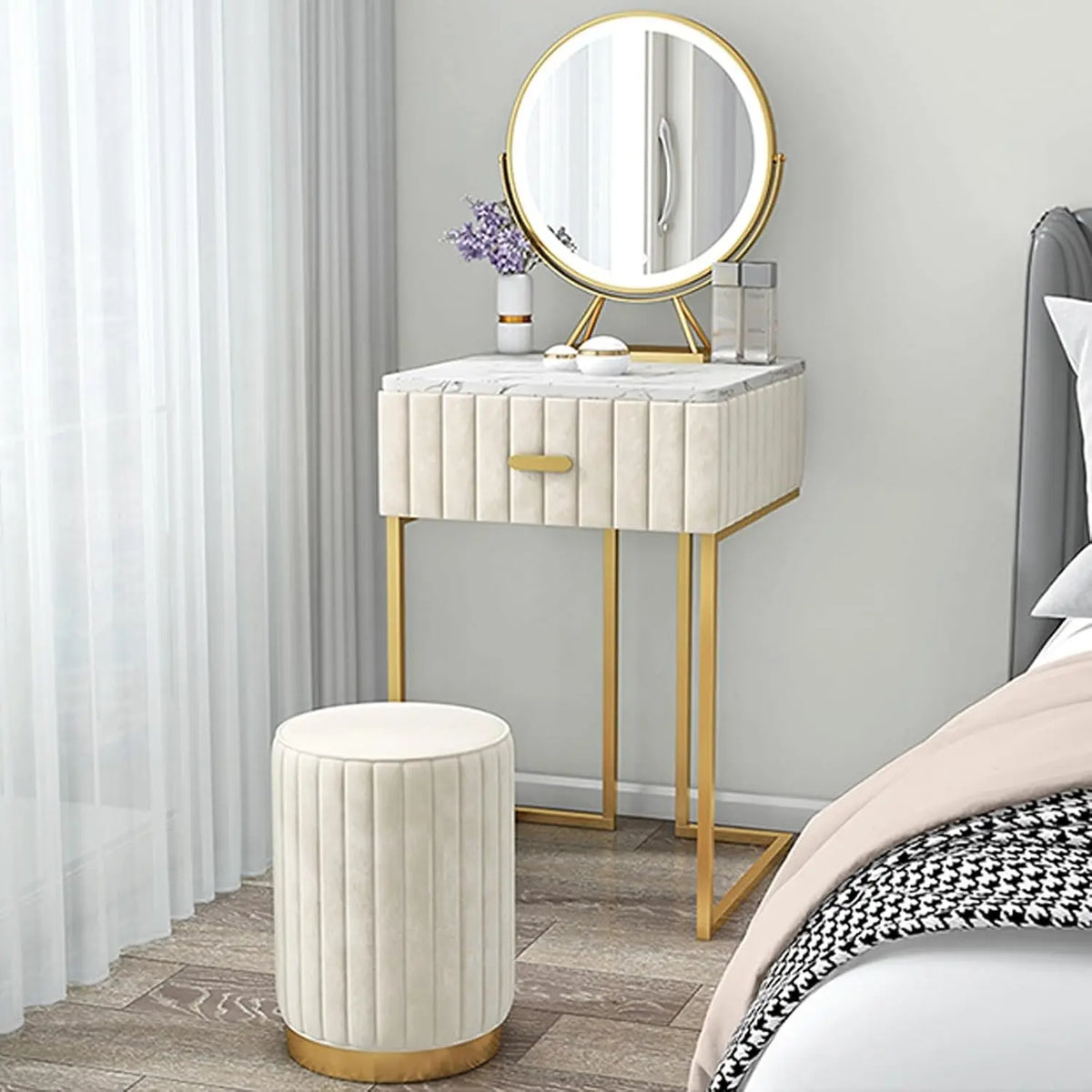Cosmetic Dressing Table Lighting Dresser Cosmetic Table Dresser - Color : Beige, Size : 40 * 40 * 76cm