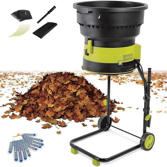 Electric Leaf Mulcher and Shredder for Efficient Composting - 8000-Rpm with Wheels and Storage Bag, for Pine Needles, Thatch 10meters