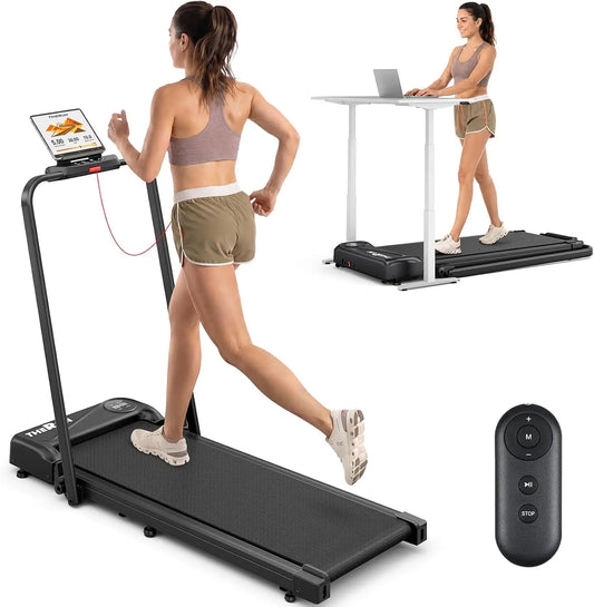 THERUN Walking Pad with Handle Bar - Under Desk Walking Treadmill for Home