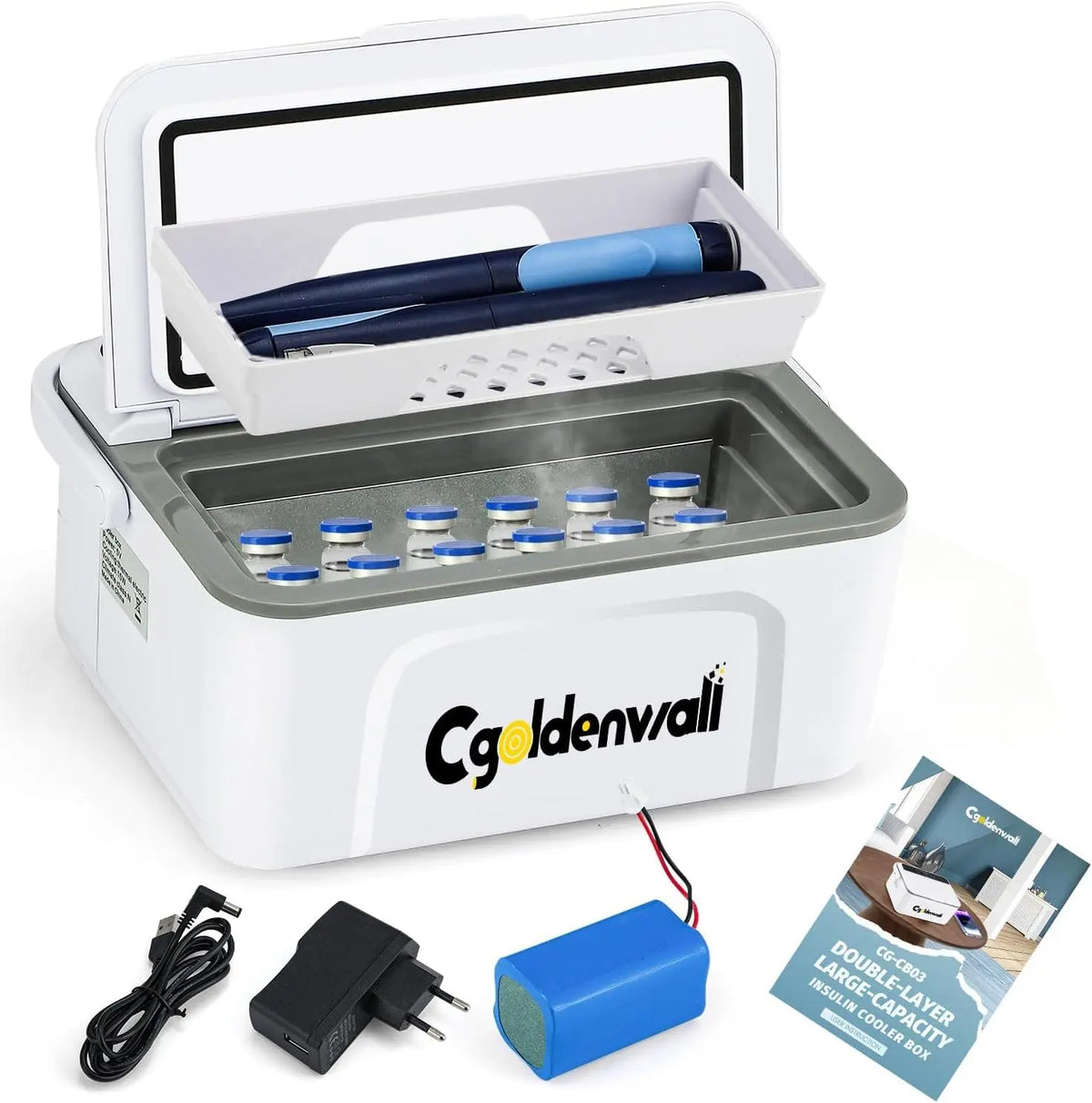 CGOLDENWALL Portable Insulin Cooler Box for Max.12 Pens
