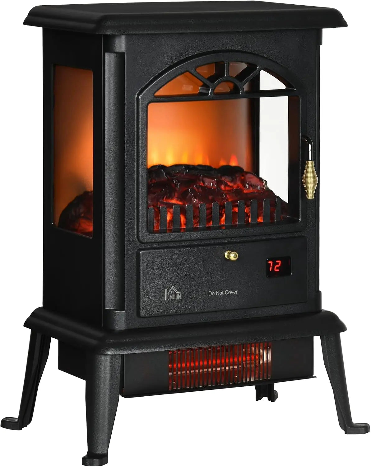 HOMCOM 23 Inch Electric Infrared Fireplace Stove Realistic Log Flame Black