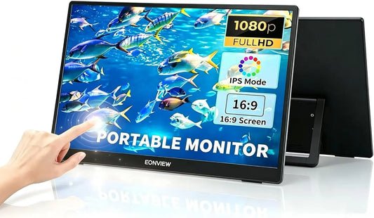 Portable Touchscreen Monitor - 14 Inch, 1080P IPS Display, Zero Frame, USB-C and HDMI, for Laptop, Pieces, Mac, PS, Xbox, Nintendo Switch