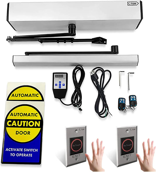 Olideauto Touchless Commercial Door Opener Automatic - With 2pcs 304 Stainless Steel Touchless Hand Sensor