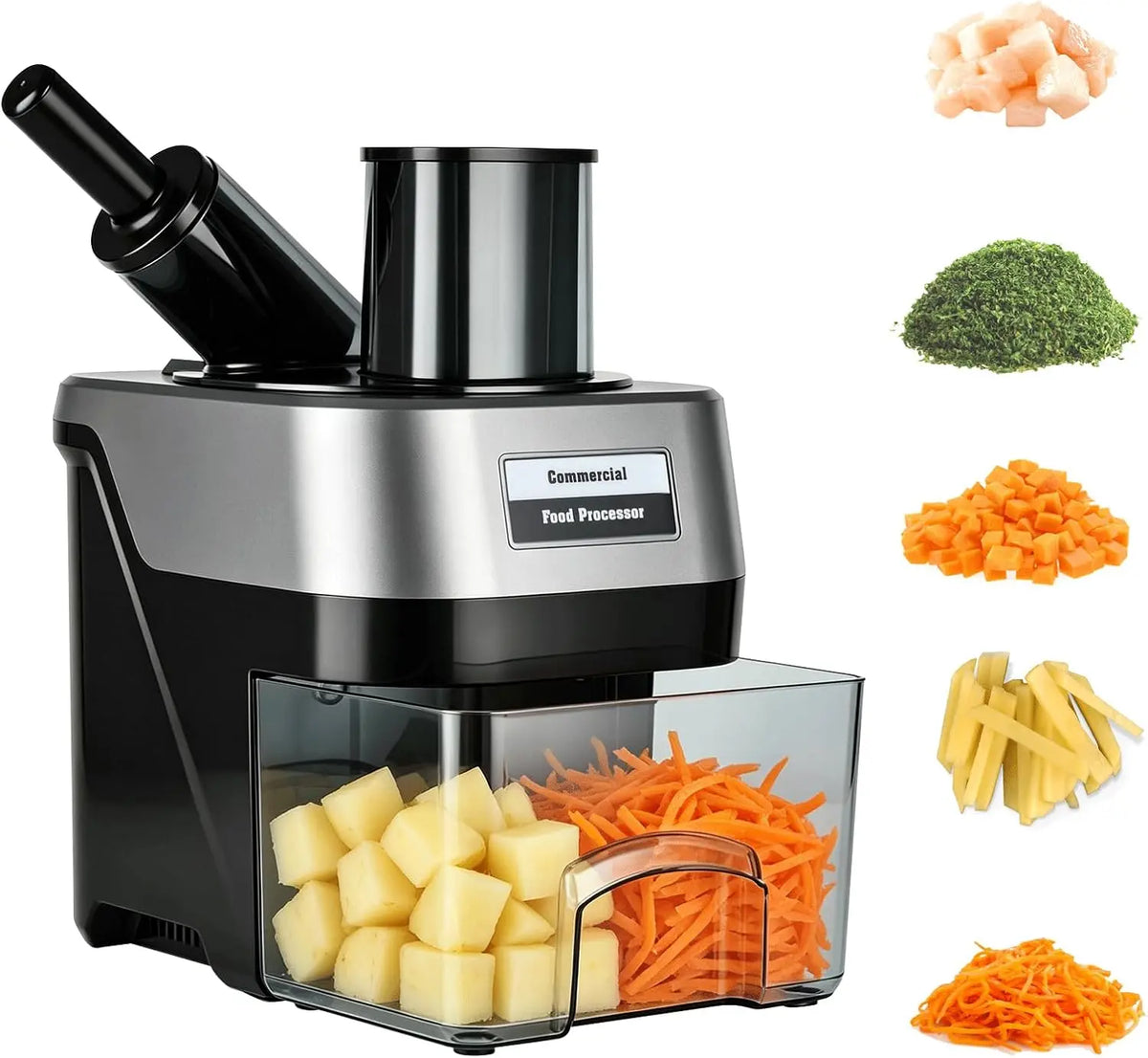 5-In-1 Vegetable Chopper Electric - Stainless Steel Chopper With Slice Strips