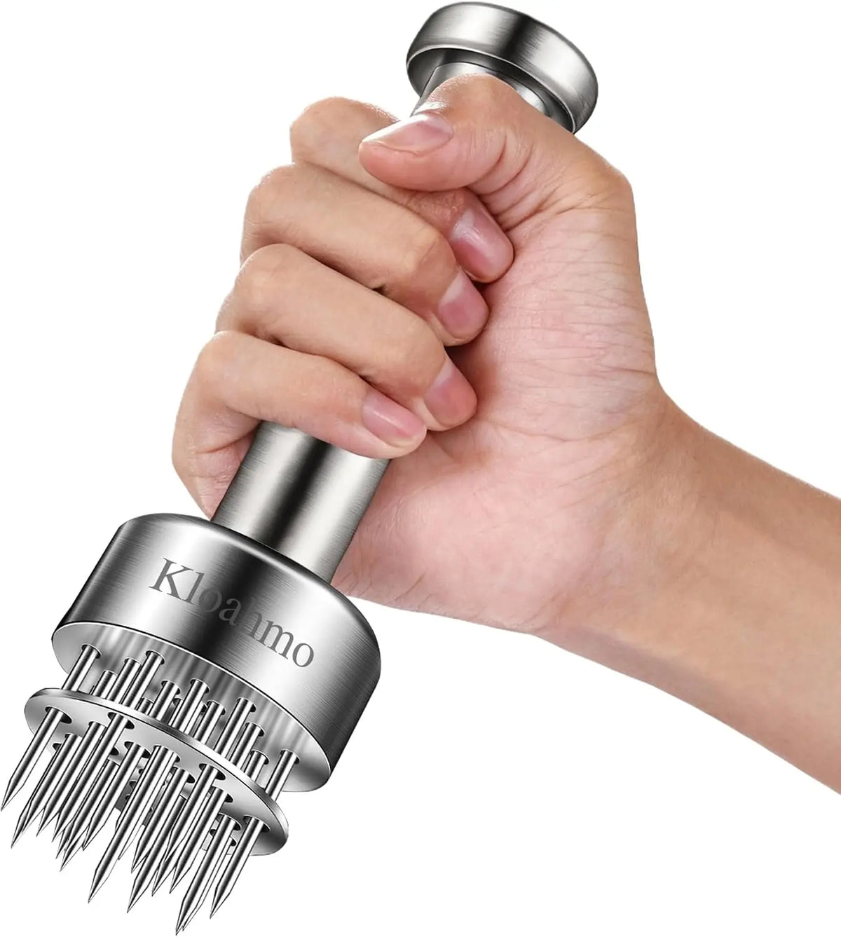 Stainless Steel Meat Tenderizer Tool - 21 Sharp Needles, Meat Piercing, Tenderizing Steak, Beef, Chicken, Pork, Barbecue, Marinating