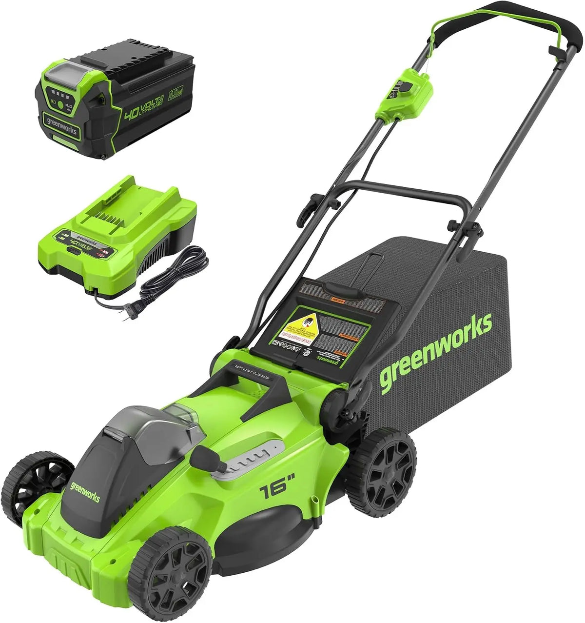 Greenworks 40V 16in Push Lawn Mower - 4.0 Ah Battery and Charger