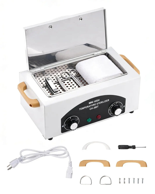 High-Temperature Cleaning Box for Metal Tools - 1.5L Capacity Dry Heat Nail Tool with Adjustable Timer 110V 300W, Dentals, Barbers & Home Use