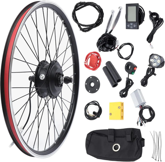 36V 350W Electric Bike Conversion Kit 26 Inch Front Wheel E-Bike Motor Hub Motor Set 5 Speed Adjustable 35 Km/H Electric Bicycle Kit