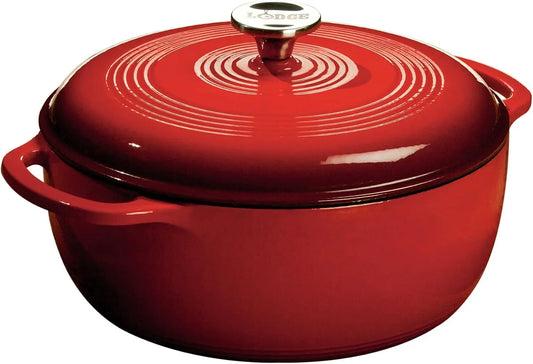 Lodge Essential Enamel Cast Iron Dutch Oven - 6 Quart, Island Spice Red