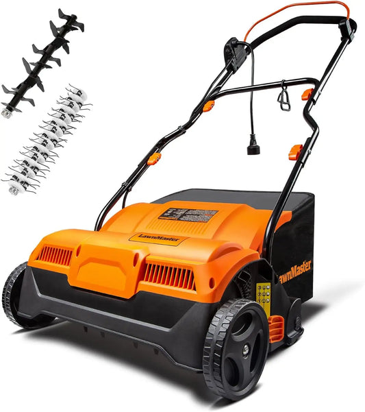 LawnMaster GVB1316 Electric 16 Inch 13 Amp Dethatcher and Scarifier with 12 Gallon Collection Bag
