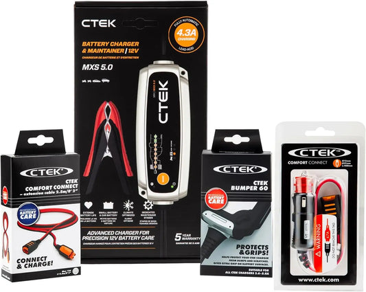 CTEK - 40-206, MXS 5.0 12Volt Battery Charger Vehicle Storage Bundle