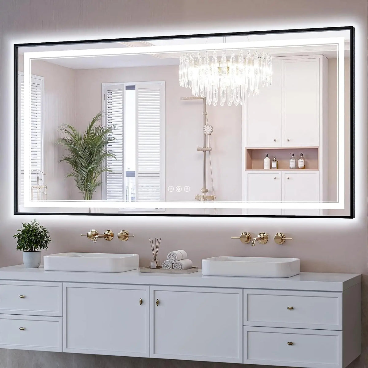 30x60 Inch LED Bathroom Mirror with Lights - Front & Backlit, Anti-Fog, Dimmable, 3 Color Temperature, CRI 90+, Touch Control with Memory