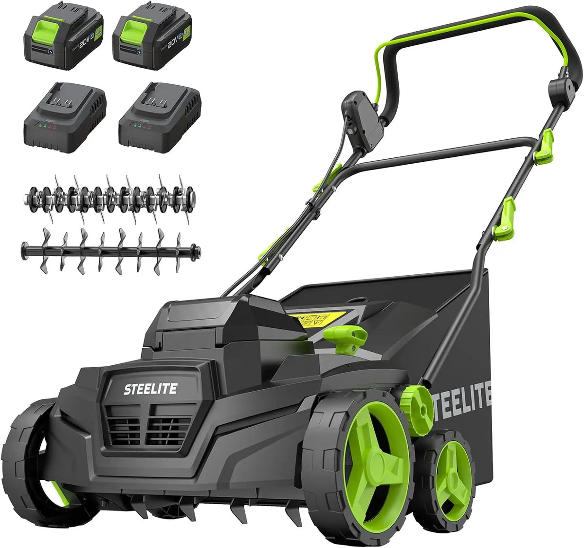 STEELITE 40V Cordless 2-in-1 Dethatcher & Scarifier - 15-Inch