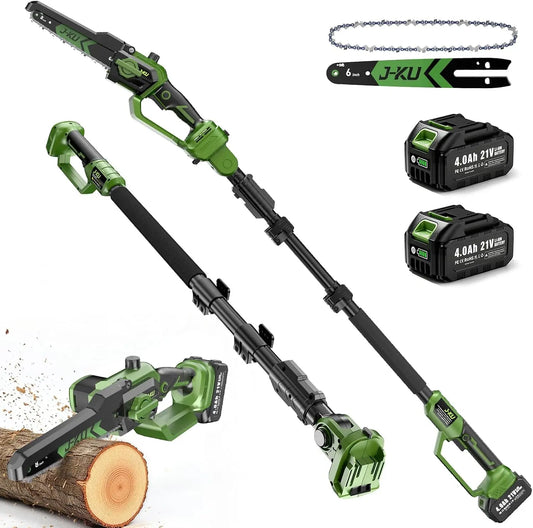 Cordless Pole Saw for Tree Trimming - 2-in-1 Mini Chainsaw, 2x4.0Ah Battery