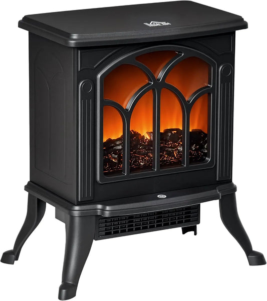 HOMCOM 17 Inch Freestanding Electric Fireplace Stove Heater 750W/1500W Black