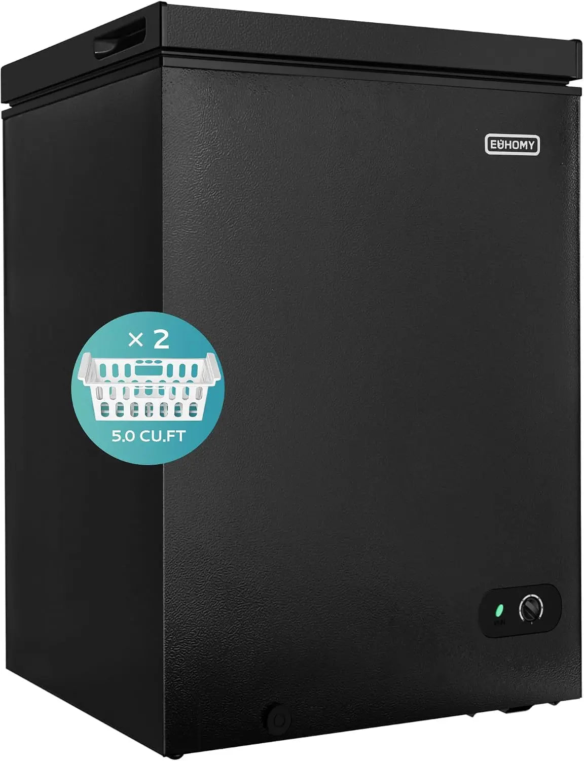 EUHOMY 5.0 Cu. Ft. Chest Freezer - Small Deep Freezer Top Door, Black