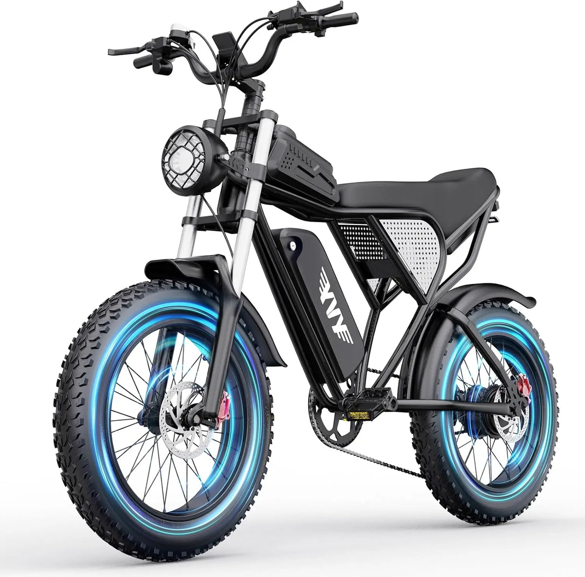 YVY Adult Electric Bike - 1500W-2000W Peak Motor Moped Style E-Bike, 48V15.6Ah-25Ah Removable Battery, 30-90Miles Range, 16/20 Inch Fat Tires