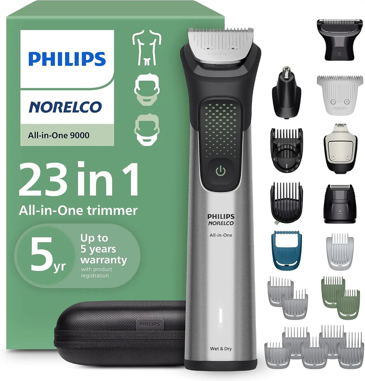 Philips Norelco All-in-One 9000 23-in-1 Trimmer - Face, Hair & Body, Steel