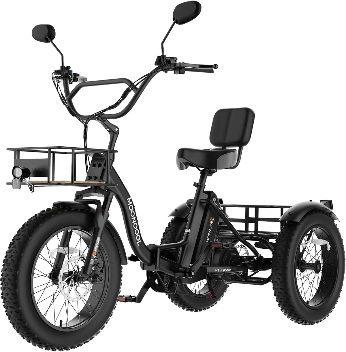 MOONCOOL Electric Tricycle for Adults - Fat Tire Folding Electric Trike