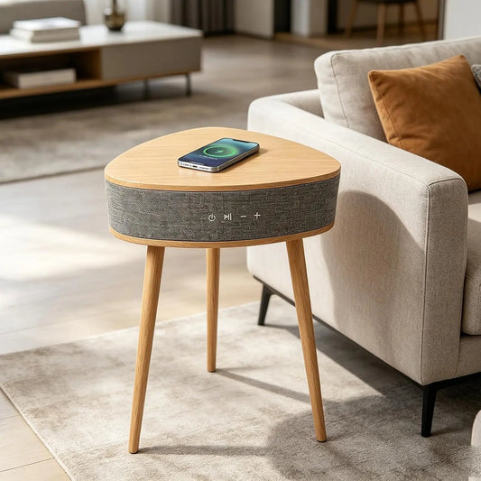 Smart Side Table - With Wireless Charger and Bluetooth Speakers