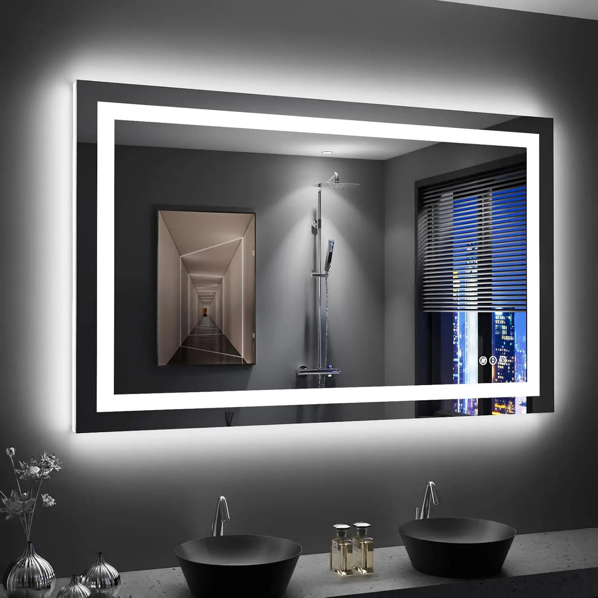 LOAAO 48X30 Inch LED Bathroom Mirror with Lights - Anti-Fog, Dimmable, Backlit + Front Lit, Lighted Bathroom Vanity Mirror for Wall, Memory Function