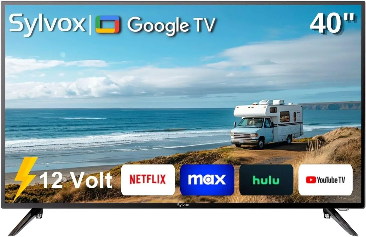 SYLVOX 40-Inch RV TV - 12 Volt Smart TV with Google OS, 178° Wide Viewing, HDMI/USB Ports, AC/DC Power, Voltage Protection for Camper