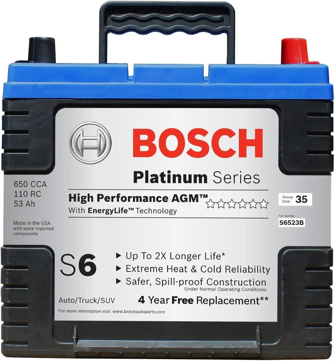 Bosch - S6523B S6 Flat Plate AGM Battery