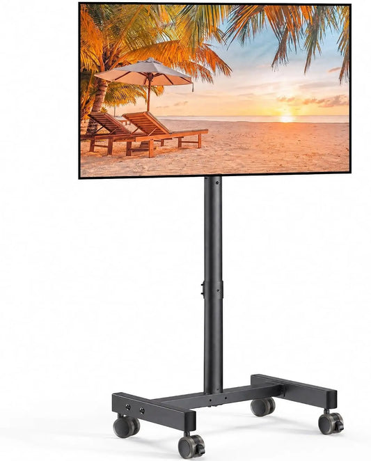 Perlegear - Rolling TV Stand for 13-50 Inch & 30° Tilt TVs Holds 44lbs